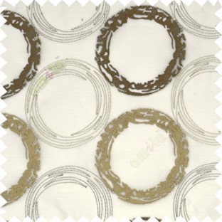 Large royal blue and silver beige hand scribble circles on white transparent sheer curtain