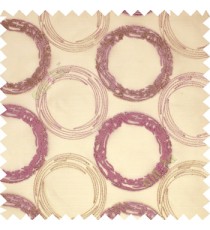 Large pink silver white hand scribble circles on white transparent sheer curtain