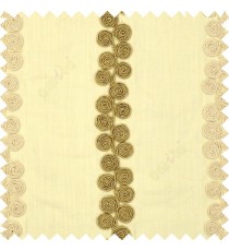 Cream beige white color traditional vertical swirls circles embossed pattern on solid plain background linen main curtain