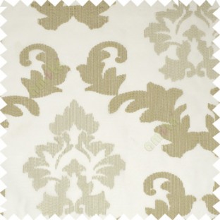 Cream brown grey color big damask beautiful embroidery pattern swirls traditional designs with solid background polyester sheer curtain
