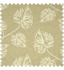 Half white Birch Leaf Pattern with White Background Cotton Main Curtain