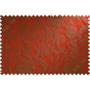 Brown red floral poly main curtain designs