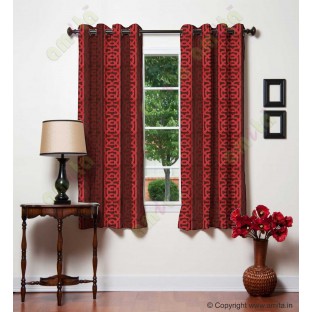 Brown red vertical weave polycotton main curtain designs