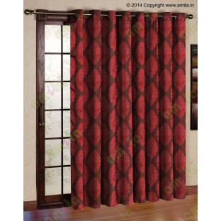 Brown red motif poly main curtain designs