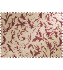 Maroon Beige Color Texture Damask Pattern Poly Sofa Upholstery Fabric