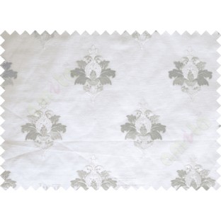 White Grey Natural Dew Drops on Floral Pattern with Transparent Background Polycotton Sheer Curtain-Designs
