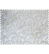 White Grey Color Vine Creeper Pattern with Transparent Background Polycotton Sheer Curtain-Designs