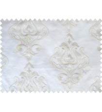 White Beige Color Leatherite Damask Patch with Transparent Background Polycotton Sheer Curtain-Designs