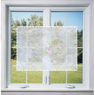 White Beige Color Leatherite Damask Patch with Transparent Background Polycotton Sheer Curtain-Designs