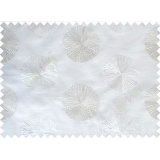 Pure White Silver Gold Geometric Emb Design with Transparent Background Polycotton Sheer Curtain-Designs