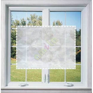 Pure White Silver Gold Geometric Emb Design with Transparent Background Polycotton Sheer Curtain-Designs