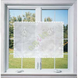Pure White Natural Dew Drops on Floral Pattern with Transparent Background Polycotton Sheer Curtain-Designs