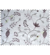 Pure White Purple Grey Tapeter Rusta Design with Transparent Background Polycotton Sheer Curtain-Designs