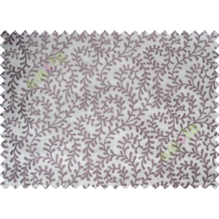 Pure White Purple Color Vine Creeper Pattern with Transparent Background Polycotton Sheer Curtain-Designs