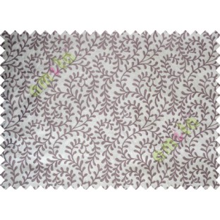 Pure White Purple Color Vine Creeper Pattern Polycotton Main Curtain-Designs