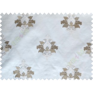 Pure White Brown Natural Dew Drops on Floral Pattern with Transparent Background Polycotton Sheer Curtain-Designs