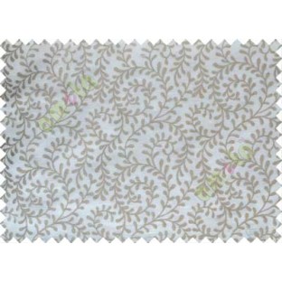 White Beige Color Vine Creeper Pattern with Transparent Background Polycotton Sheer Curtain-Designs