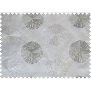 Grey Silver Color Geometric Emb Design Design Polycotton Main Curtain-Designs