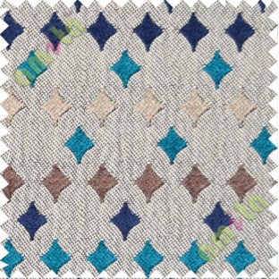 Blue brown grey geometric polycotton sofa sofa upholstery fabric