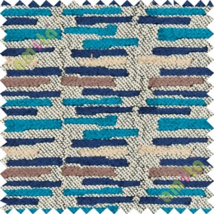 Blue brown horizontal break line stack polycotton sofa upholstery fabric
