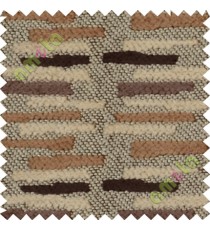 Brown grey horizontal break line stack polycotton sofa upholstery fabric