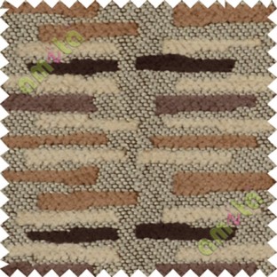 Brown grey horizontal break line stack polycotton sofa upholstery fabric