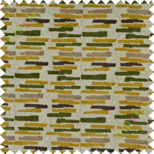 Green brown horizontal break line stack polycotton sofa upholstery fabric