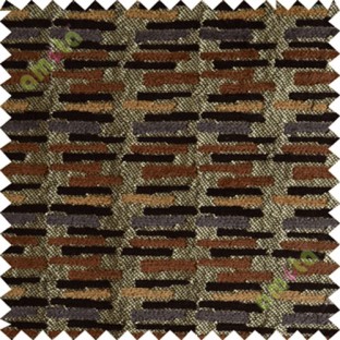 Brown grey horizontal break line stack polycotton sofa upholstery fabric