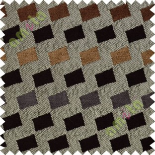 Dark brown grey  square shapes polycotton sofa sofa upholstery fabric