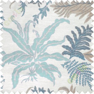 White blue cut floral poly main curtain designs