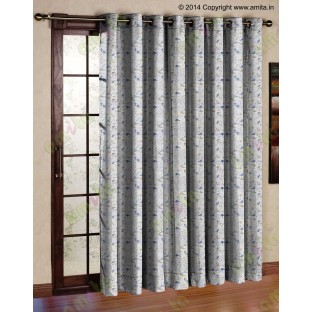 Blue beige flying falcon poly main curtain designs