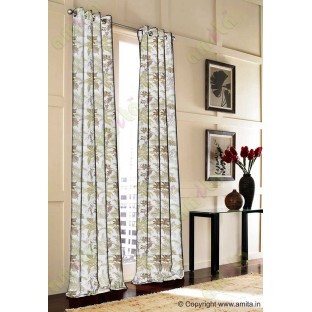 Brown yellow cut floral poly main curtain designs