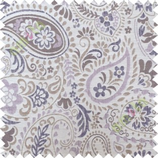 Purple brown floral paisley poly main curtain designs