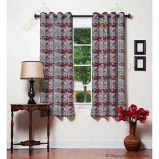 Red green cut floral poly main curtain designs