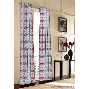 Red green cut floral poly main curtain designs