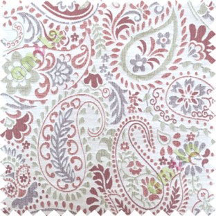 Red white floral paisley poly main curtain designs
