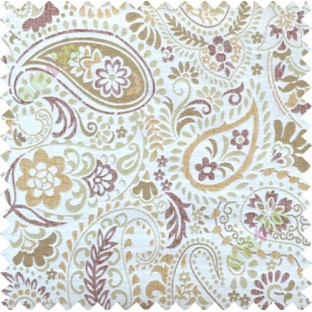 Brown beige floral paisley poly main curtain designs