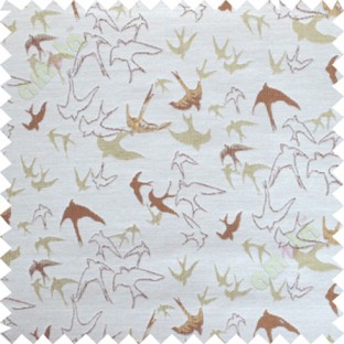 Brown green flying falcon poly main curtain designs