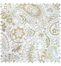 Green yellow floral paisley poly main curtain designs