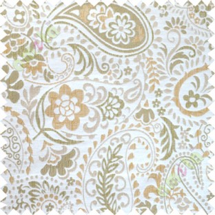 Green yellow floral paisley poly main curtain designs