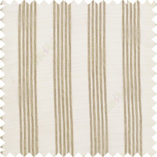 Brown cream color vertical soft texture thread stripes with transparent fabric poly sheer curtain