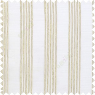 Brown white beige color vertical soft texture thread stripes with transparent fabric poly sheer curtain