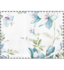 White blue colourful natural floral cotton main curtain designs