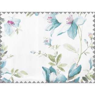White blue colourful natural floral cotton main curtain designs