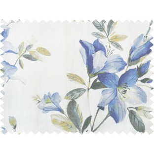 Blue yellow colourful natural floral cotton main curtain designs
