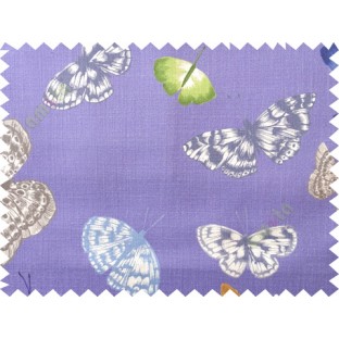 Blue grey butterfly cotton main curtain designs