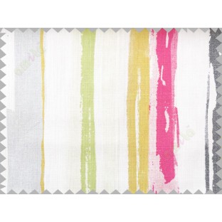 Pink black yellow colourful vertical stripes cotton main curtain designs