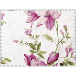 Purple green colourful natural floral cotton main curtain designs