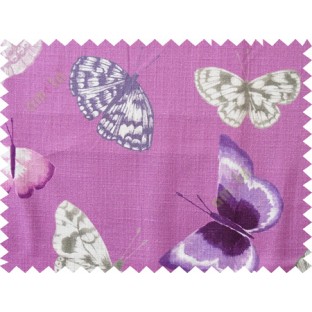 Purple grey butterfly cotton main curtain designs