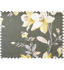 Black orange yellow colourful natural floral cotton main curtain designs